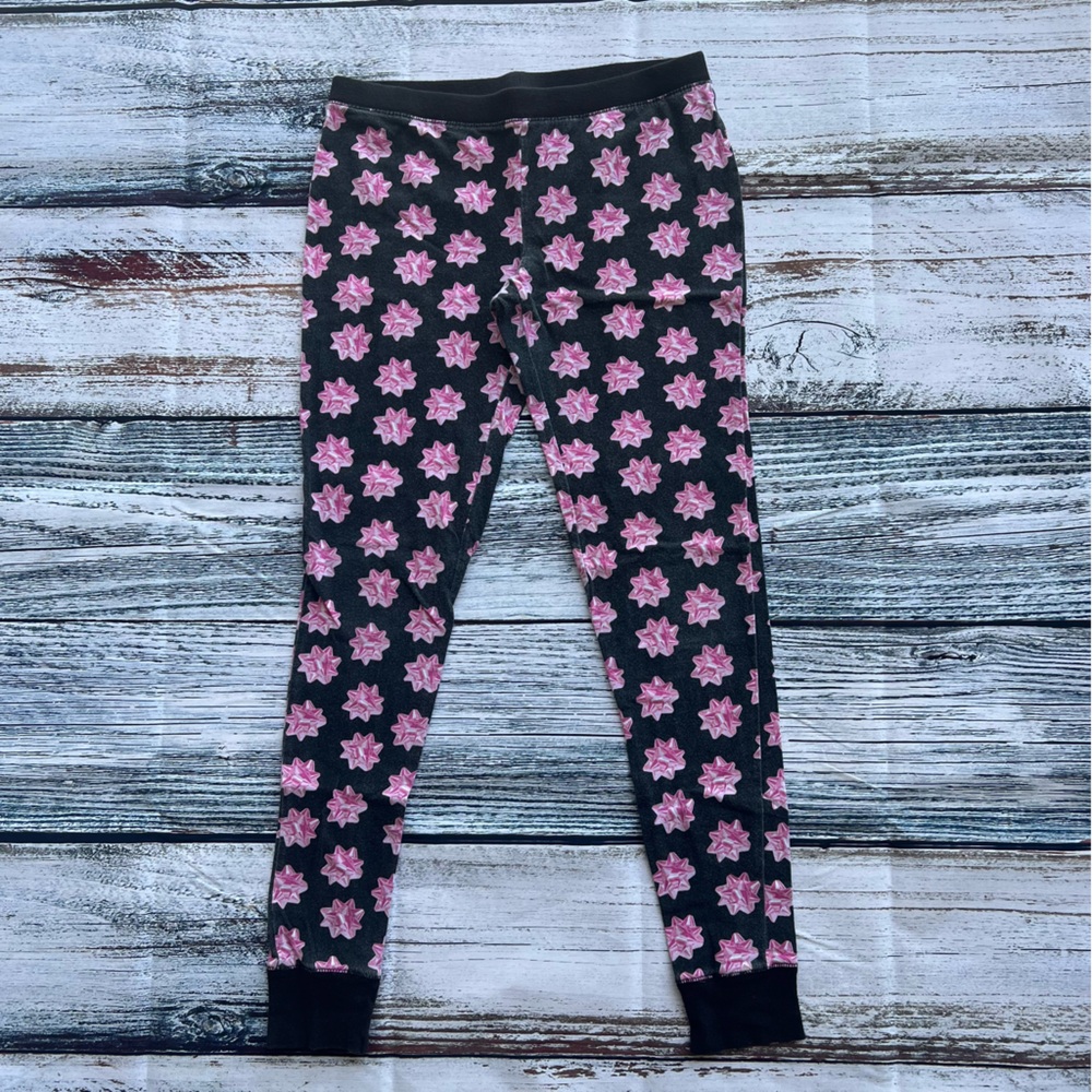 ✅ SO Black Pajama Leggings pants with Pink bow 🎀 Pattern
